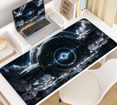Pad chuột - deskmat size lớn 90x40 cm dày 4mm may viền - Mẫu Eye of the future