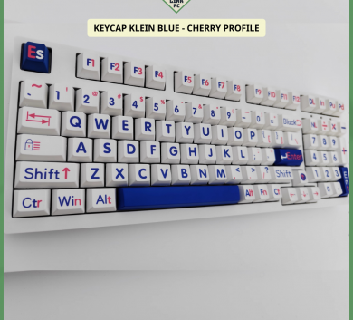 Bộ Keycap Xanh dương trắng - Keycap Klein Blue Large Character 136 nút dùng cho bàn phím cơ - Nhựa PBT cherry profile