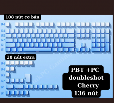 Bộ Keycap GRADIENT - BLUE - xuyên led 136 nút dùng cho bàn phím cơ - Nhựa PBT cherry profile