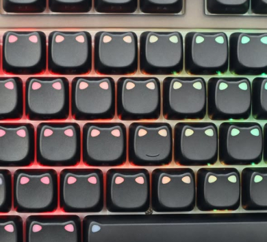 Keycap Little Light Meow black - Profile MAO - pbt xuyên led
