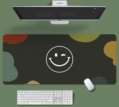 Pad chuột - deskmat size lớn 90x40 cm dày 4mm may viền - Mẫu Smiley face-color block smiley face