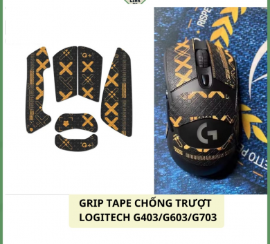 Miếng Dán Chống trượt | Grip Tape Chống Trượt Cho Chuột Logitech G403/G603/G703 - Black Gold Full lưng