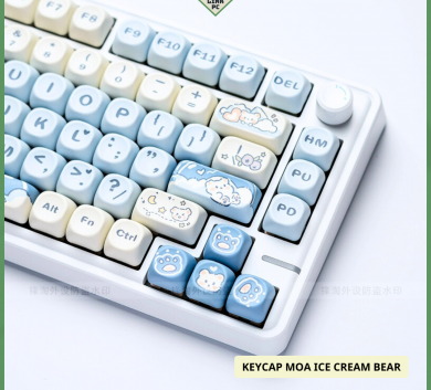 Bộ Keycap ICE CREAM BEAR - PROFILE MOA - New. nhựa PBT