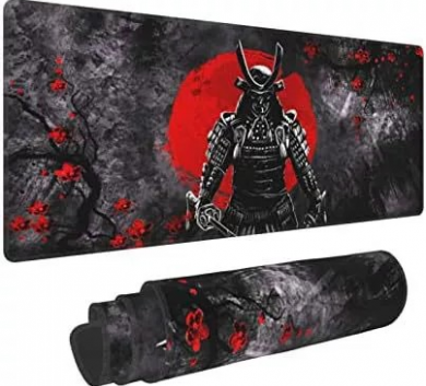 Pad chuột - deskmat size lớn 90x40 cm dày 4mm may viền - Mẫu Japanese sakura samurai