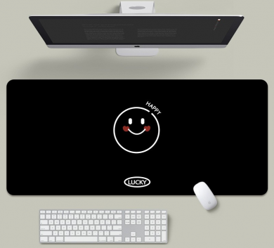 Pad chuột - deskmat size lớn 90x40 cm dày 4mm may viền - Mẫu Smiley-lucky