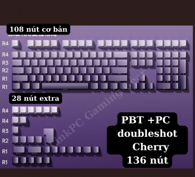 Bộ Keycap GRADIENT -PURPLE - xuyên led 136 nút dùng cho bàn phím cơ - Nhựa PBT cherry profile