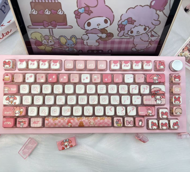 BỘ KEYCAP PUDDING MELODY TRANSPARENT 4 CẠNH XUYÊN LED NHỰA PBT 122 PHÍM OEM PROFILE