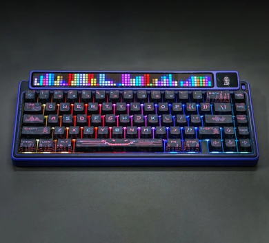 Bàn phím cơ Leobog AMG65  Purple Cyber Night 3 mode - 2 màn hình - Hotswap Mạch Xuôi New Box
