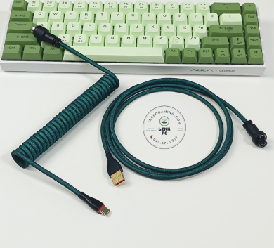 Dây cáp xoắn custom cable Type C cho bàn phím cơ - Xanh lá đậm - Dark Green