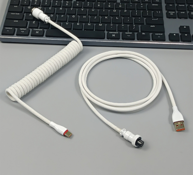 Dây cáp xoắn custom cable Type C cho bàn phím cơ -  Màu Trắng - White