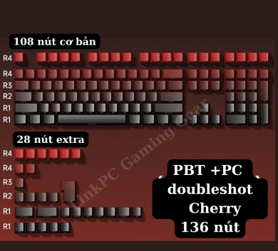 Bộ Keycap GRADIENT - RED - xuyên led 136 nút dùng cho bàn phím cơ - Nhựa PBT cherry profile