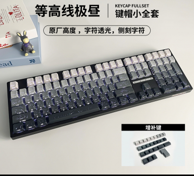 Keycap Contour 4.0 Line - Keycap typography BLACK GRAY Side Print Xuyên Led - Cherry profile - Nhựa Pbt - NEW BOX
