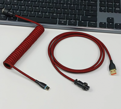 Dây cáp xoắn custom cable Type C cho bàn phím cơ - Màu Đỏ Bạc Đô -  Dark Red