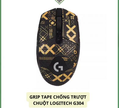 Miếng Dán Chống trượt | Grip Tape Chống Trượt Cho Chuột Logitech G304 - Black Gold Full lưng