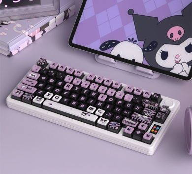 BỘ KEYCAP KUROMI PUDDING SIDE TRANSPARENT 4 CẠNH XUYÊN LED NHỰA PBT 122 PHÍM OEM PROFILE