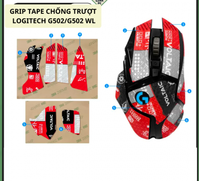 Miếng Dán Chống trượt | Grip Tape Chống Trượt Cho Chuột Logitech G502 các mã - Mẫu Red  Full Lưng