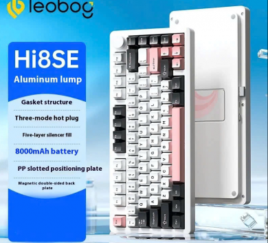 Bàn phím cơ nhôm LEOBOG Hi8se white 3 mode (Bluetooth - 2.4 hz - Wired) , Hotswap 5 pin Mạch Xuôi New Box