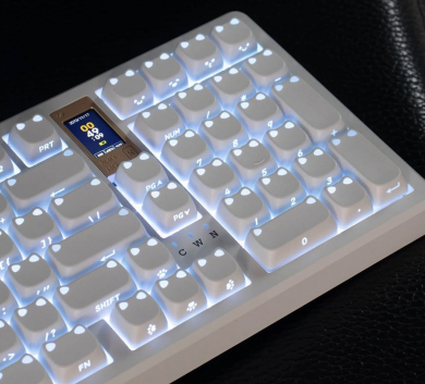 Keycap Little Light Meow white - Profile MAO - pbt xuyên led