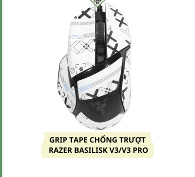 Miếng Dán Chống trượt | Grip Tape Chống Trượt Cho Chuột Razer Basilisk Hyperspeed | Utimate | V3 | V3 Pro - Mẫu White Full lưng