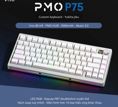 Bàn Phím PMO P75 white 3 mode pin 5000 New - Sw Ykiha Jiku