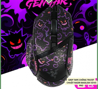 Miếng Dán Chống trượt | Grip Tape Chống Trượt Cho Chuột Razer Basilisk Hyperspeed | Utimate | V3 | V3 Pro - Mẫu Pokemon Gengar Full