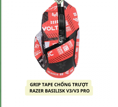 Miếng Dán Chống trượt | Grip Tape Chống Trượt Cho Chuột Razer Basilisk Hyperspeed | Utimate | V3 | V3 Pro - Mẫu Red Full lưng