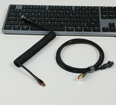 Dây cáp xoắn custom cable Type C cho bàn phím cơ - Màu Đen - Black