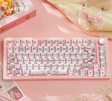 BỘ KEYCAP XIAO BA-PINK 4 CẠNH XUYÊN LED NHỰA PBT 122 PHÍM OEM PROFILE