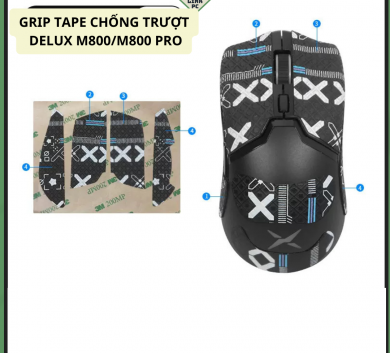 Miếng Dán Chống trượt | Grip Tape Chống Trượt Cho Chuột Delux M800 || M800 Pro Black full lưng