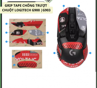 Miếng Dán Chống trượt | Grip Tape Chống Trượt Cho Chuột Logitech G903 | G903 hero | G900-  Red full lưng